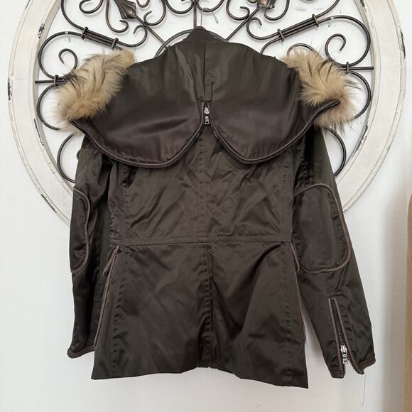 Vtg Andrew Marc Y2K Fur-Trim Parka Utility Jacket Women’s Olive XS - Picture 3 of 12
